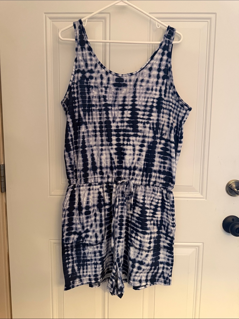 Womenโs Navy Tie-Dye Tank Romper